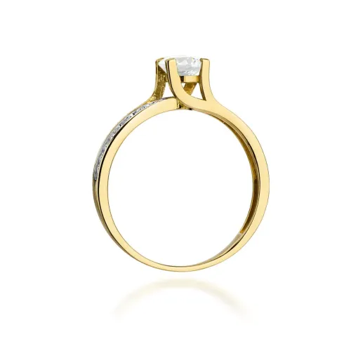 Złoty pierścionek z białym szafirem 0,60ct i brylantami 0,03ct W0106