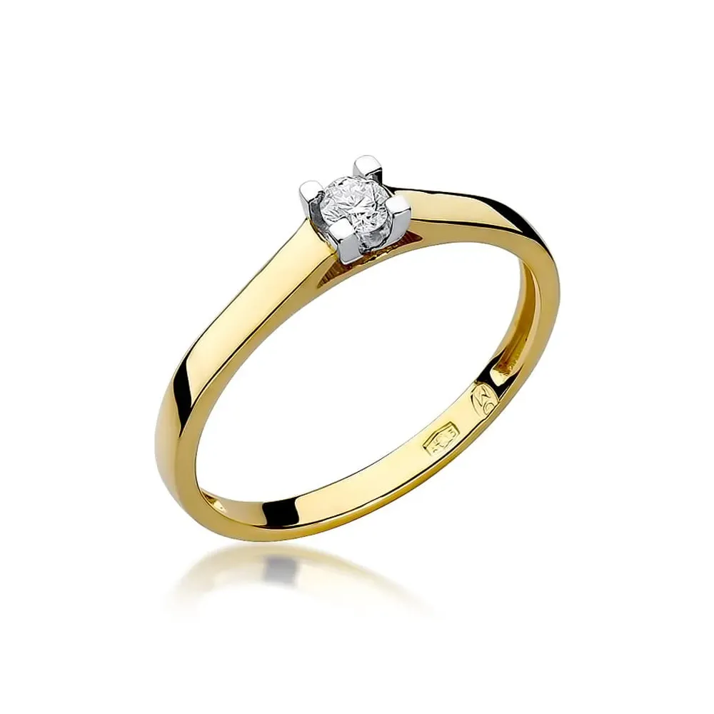 Złoty pierścionek z brylantem 0,08ct W0221