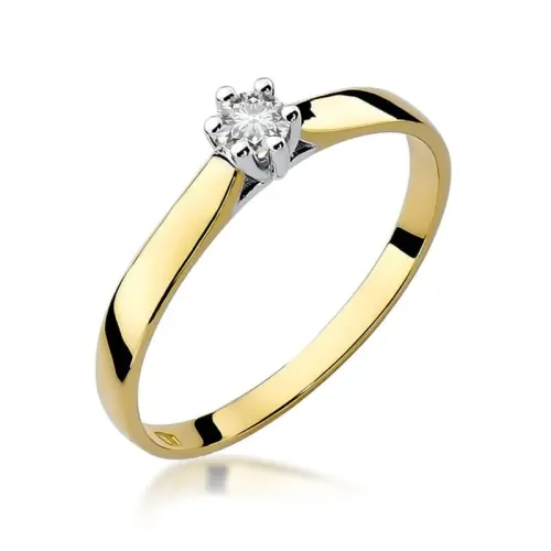 Złoty pierścionek z brylantem 0,12ct W0222