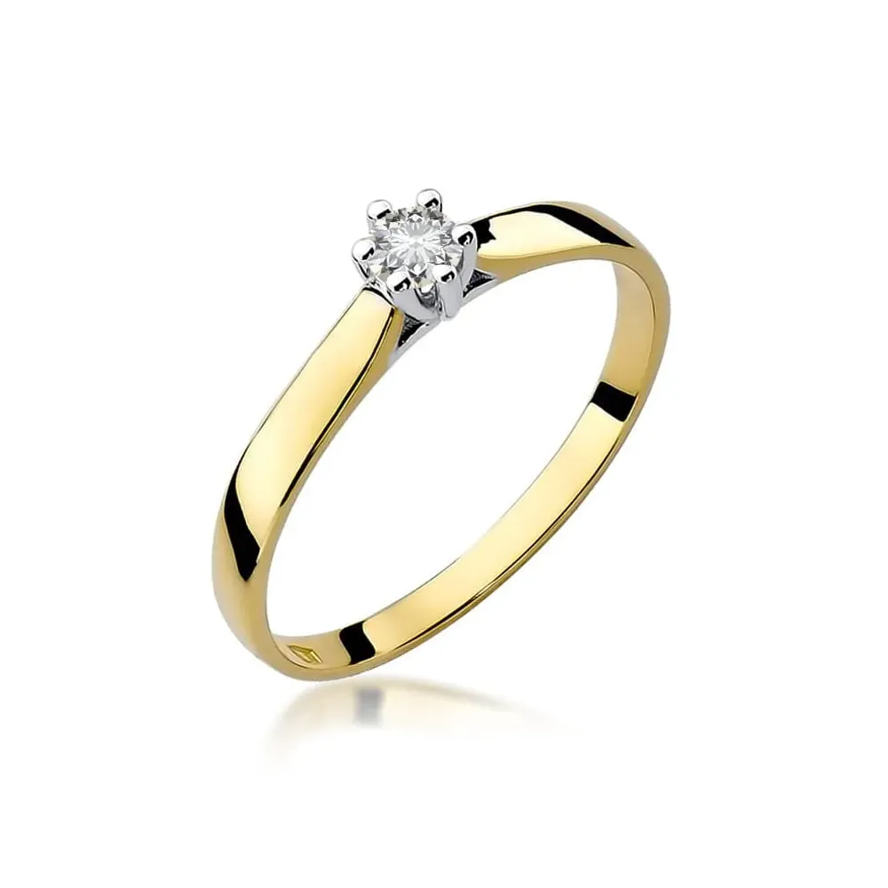 Złoty pierścionek z brylantem 0,12ct W0222