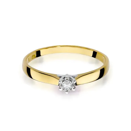 Złoty pierścionek z brylantem 0,12ct W0222
