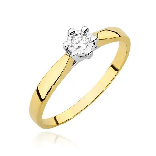 Złoty pierścionek z diamentem laboratoryjnym 0,08ct W0222BT