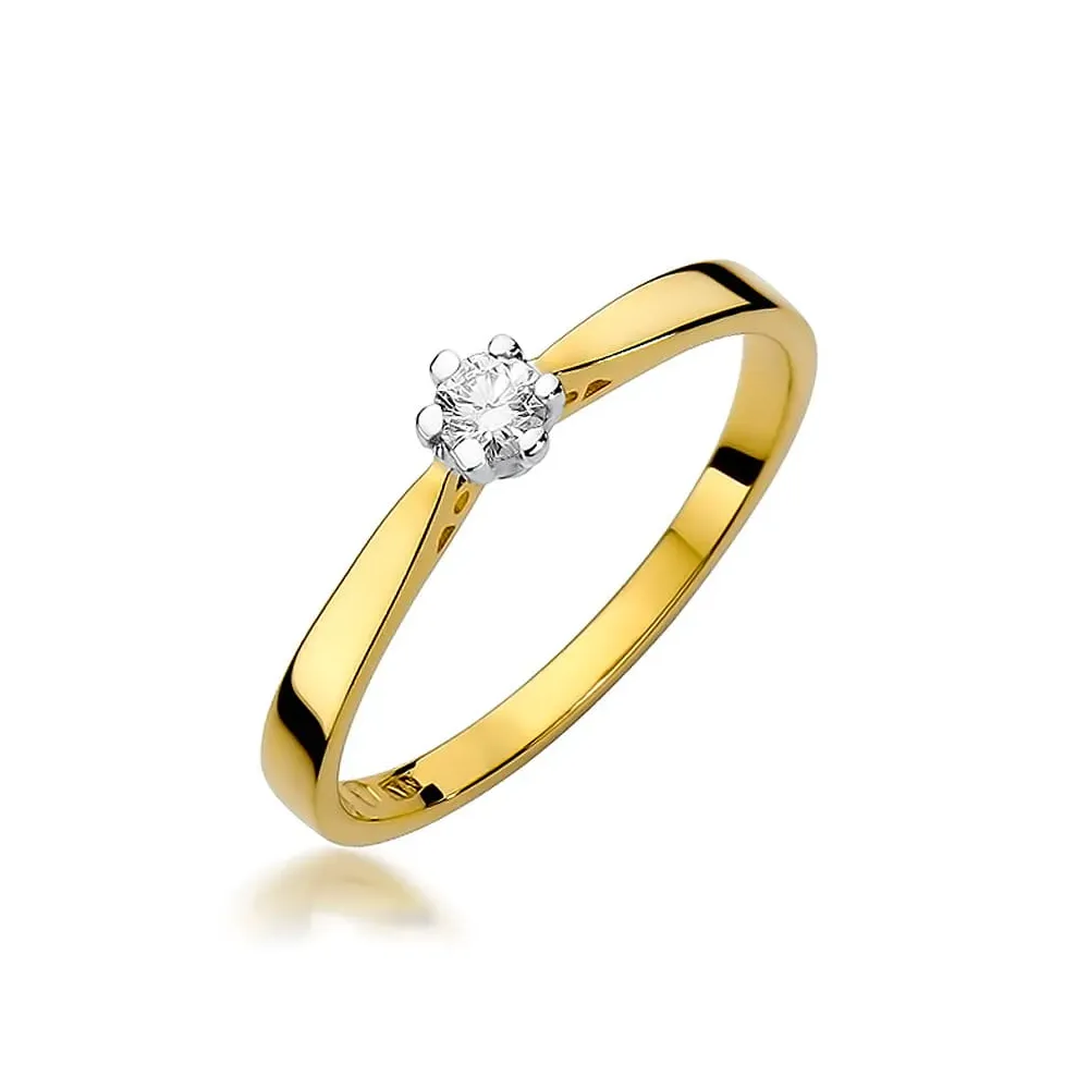 Złoty pierścionek z brylantem 0,12ct W0229