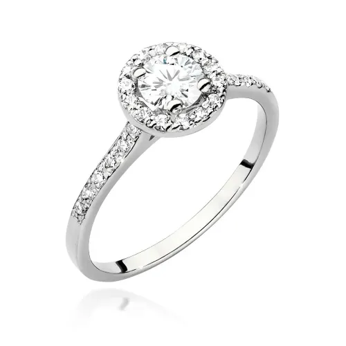 Pierścionek z diamentem 0,50ct - kamień główny, łączna masa 0,74ct   W0551