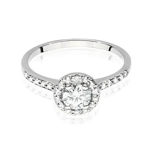 Pierścionek z diamentem 0,50ct - kamień główny, łączna masa 0,74ct   W0551