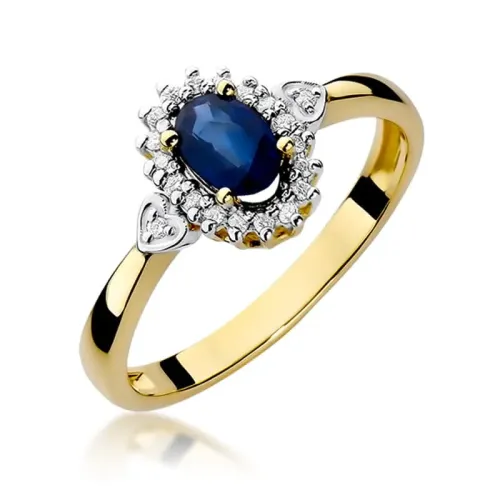 Pierścionek z szafirem 0,70ct i brylantami 0,10ct W0312
