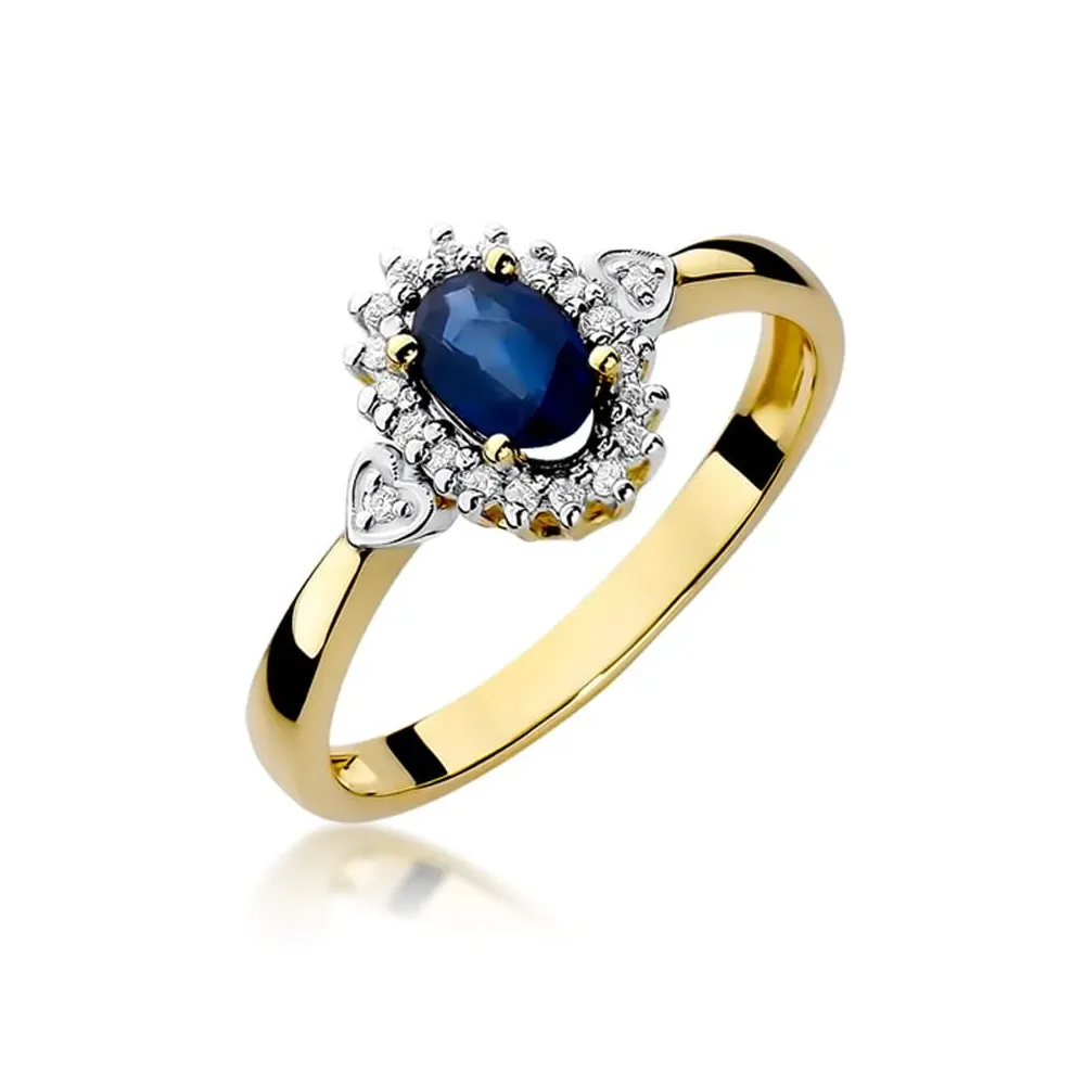 Pierścionek z szafirem 0,70ct i brylantami 0,10ct W0312