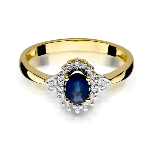 Pierścionek z szafirem 0,70ct i brylantami 0,10ct W0312