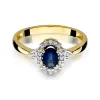 Pierścionek z szafirem 0,70ct i brylantami 0,10ct W0312