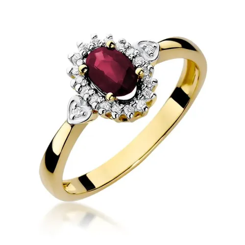 Pierścionek z rubinem 0,60ct i brylantami 0,10ct W0312