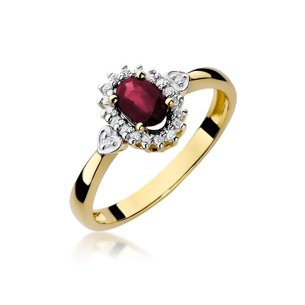 Pierścionek z rubinem 0,60ct i brylantami 0,10ct W0312