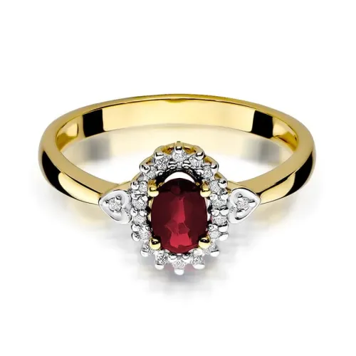 Pierścionek z rubinem 0,60ct i brylantami 0,10ct W0312
