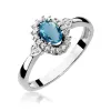Pierścionek z topazem London Blue 0,50ct i brylantami 0,10ct W0312