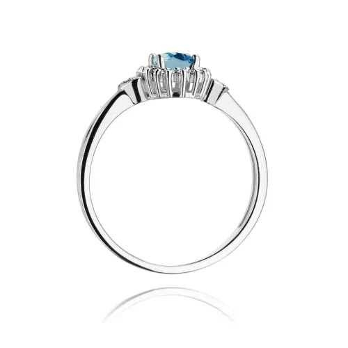 Pierścionek z topazem London Blue 0,50ct i brylantami 0,10ct W0312