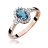 Pierścionek z topazem London Blue 0,50ct i brylantami 0,10ct W0312