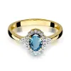 Pierścionek z topazem London Blue 0,50ct i brylantami 0,10ct W0312
