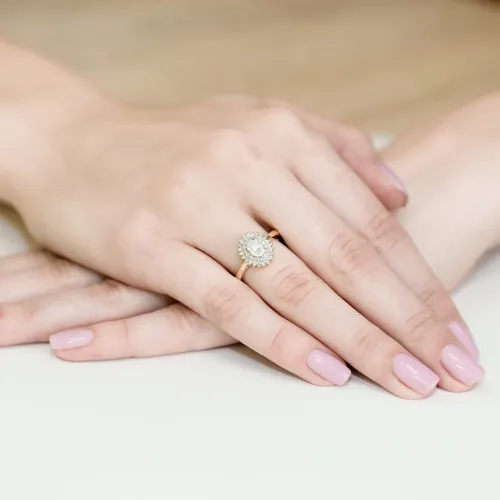 Pierścionek z diamentem laboratoryjnym 0,40ct i diamentami laboratoryjnymi 0,19ct W0303