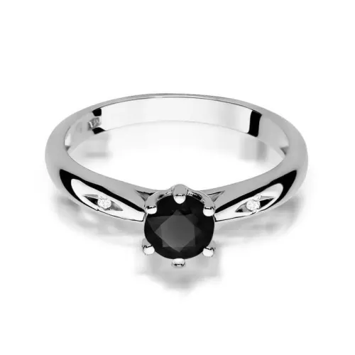 Złoty pierścionek z czarnym diamentem 0,50ct W0074