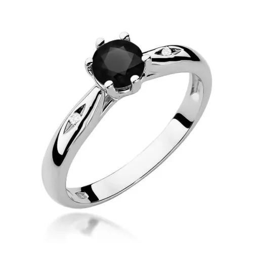 Złoty pierścionek z czarnym diamentem 0,50ct W0074