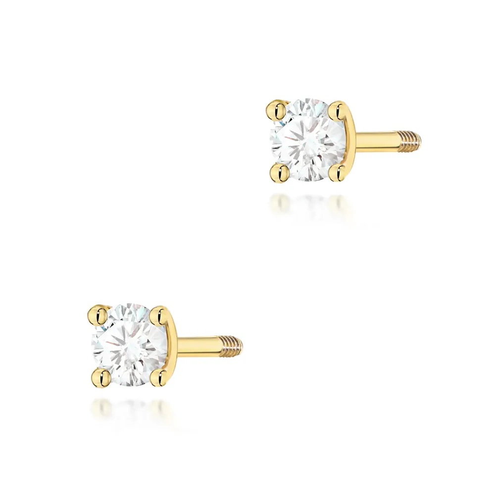 Złote kolczyki z diamentem 2x0,04ct K0066