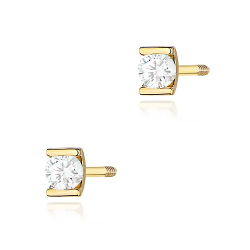 Złote kolczyki z diamentem 2x0,04ct K0055