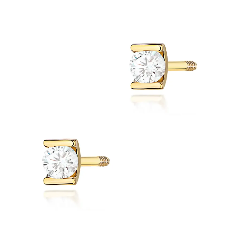 Złote kolczyki z diamentem 2x0,04ct K0055