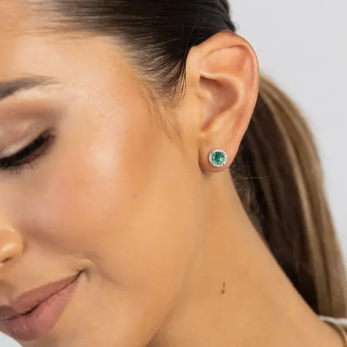 Złote kolczyki z szmaragdem 2x0,50ct i brylantami 0,24ct K0509