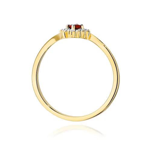 Złoty pierścionek z rubinem 0,15ct i brylantami 0,06ct W0702