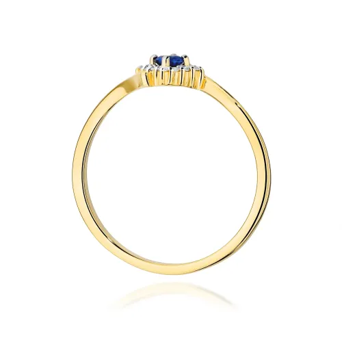 Złoty pierścionek z szafirem 0,15ct i brylantami 0,06ct W0702