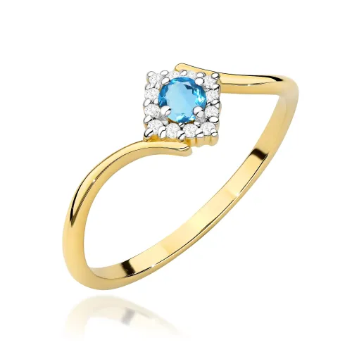 Złoty pierścionek z topaz swiss 0,15ct i brylantami 0,06ct W0702