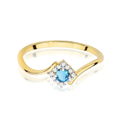 Złoty pierścionek z topaz swiss 0,15ct i brylantami 0,06ct W0702