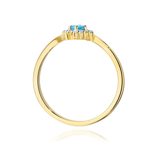 Złoty pierścionek z topaz swiss 0,15ct i brylantami 0,06ct W0702