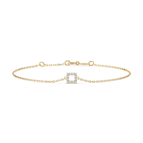 Złota bransoletka z zawieszką w kształcie kwadratu 105-10016  K