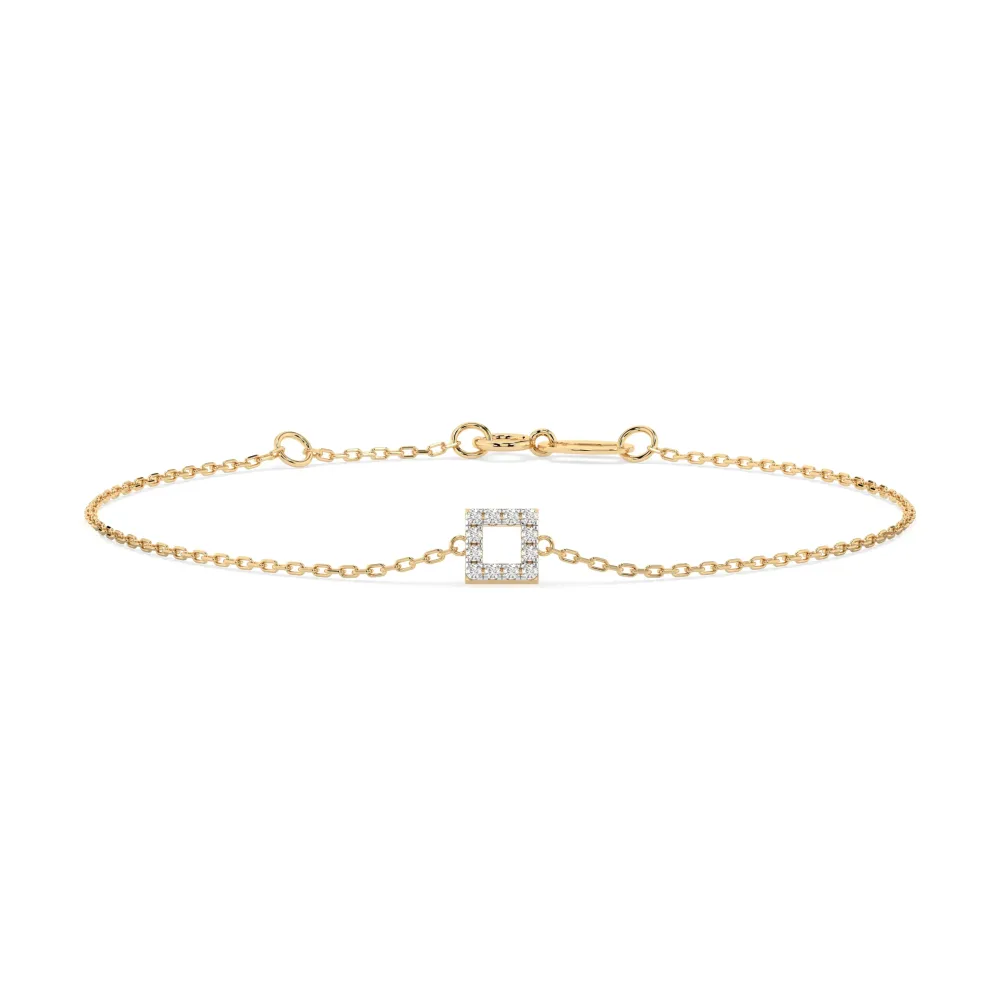 Złota bransoletka z zawieszką w kształcie kwadratu 105-10016  K