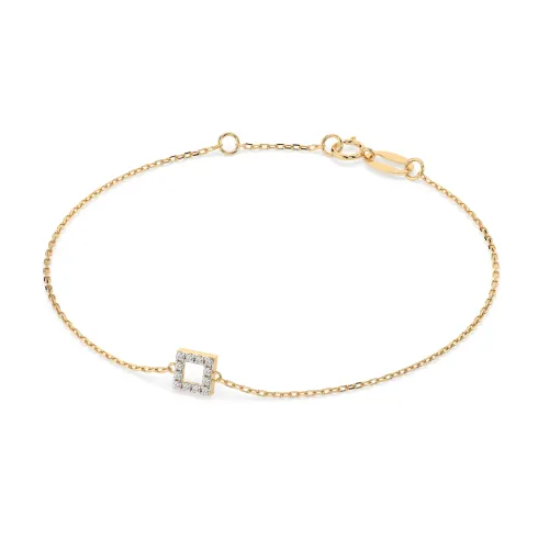 Złota bransoletka z zawieszką w kształcie kwadratu 105-10016  K