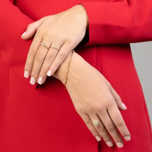 Złoty pierścionek "Donna" z brylantem 0,50ct i brylantami 0,613ct W0549