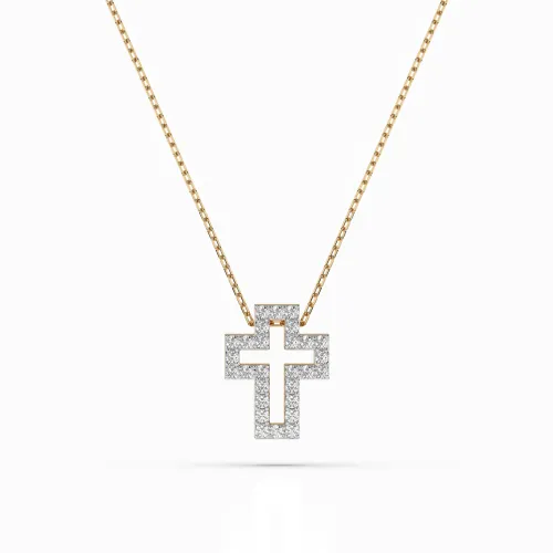 Złoty naszyjnik z zawieszką w kształcie krzyża 104-10030 K