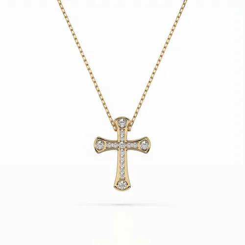 Złoty naszyjnik z zawieszką krzyż 0,13ct 104-10009 K