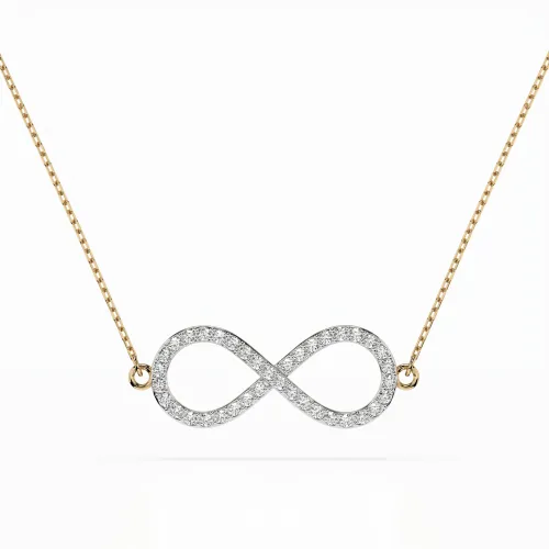 Złoty naszyjnik nieskończoność z brylantami 0,19ct 104-10068 K
