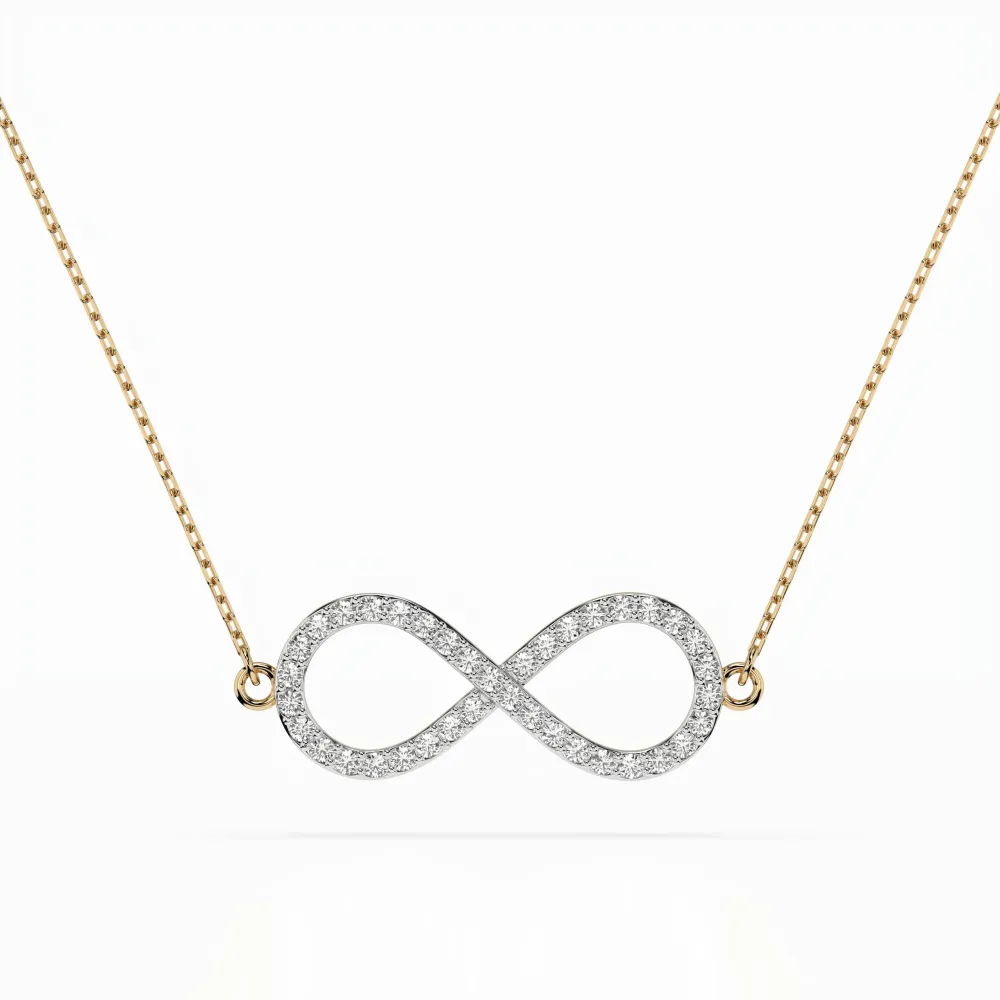 Złoty naszyjnik nieskończoność z brylantami 0,19ct 104-10068 K