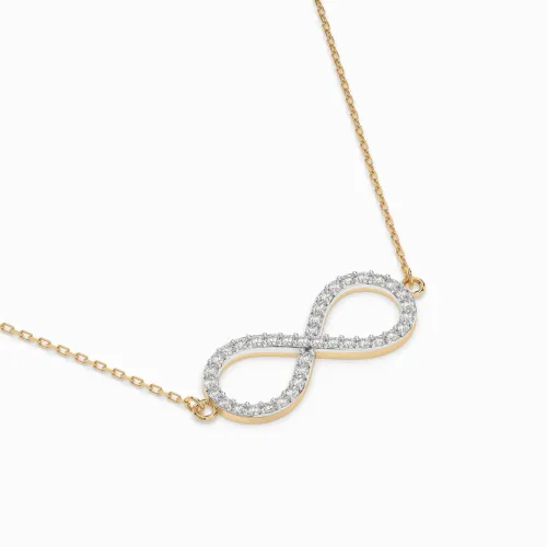 Złoty naszyjnik nieskończoność z brylantami 0,19ct 104-10068 K