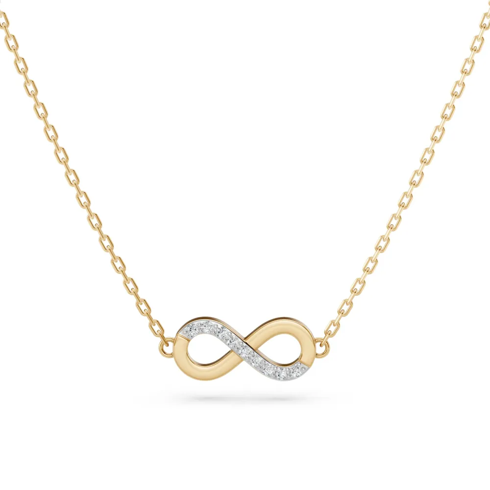 Złoty naszyjnik nieskończoność z brylantami 0,05ct 104-10072 K