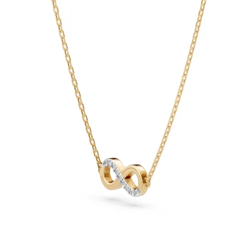 Złoty naszyjnik nieskończoność z brylantami 0,05ct 104-10072 K