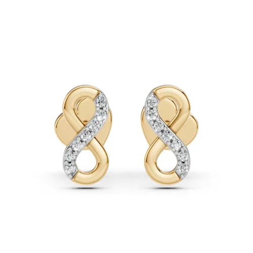 Złote kolczyki z brylantami 0,09ct - znak nieskończoności 102-10092 K