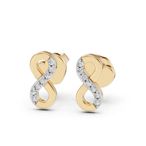 Złote kolczyki z brylantami 0,09ct - znak nieskończoności 102-10092 K