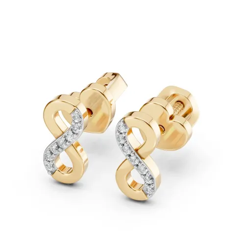Złote kolczyki z brylantami 0,09ct - znak nieskończoności 102-10092 K