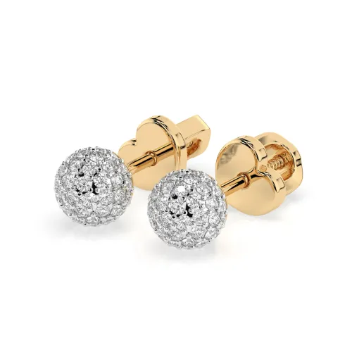 Złote kolczyki kulki z brylantami 0,46ct 102-10090 K