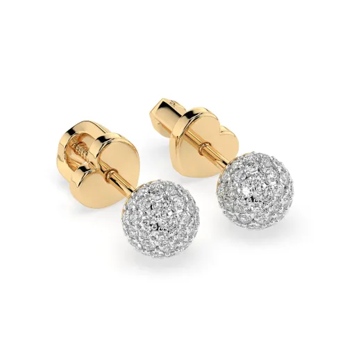 Złote kolczyki kulki z brylantami 0,46ct 102-10090 K