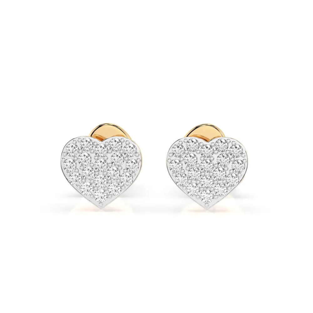 Złote kolczyki serca z brylantami 0,18ct 102-10097 K