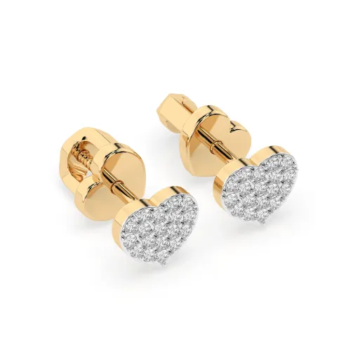 Złote kolczyki serca z brylantami 0,18ct 102-10097 K